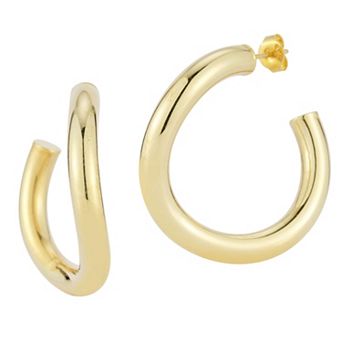 Sunkissed Sterling 14k Gold Over Large Wave Tube Hoop Earrings