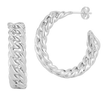 Sunkissed Sterling 14k Gold Over Silver Bold Double Curb Hoop Earrings