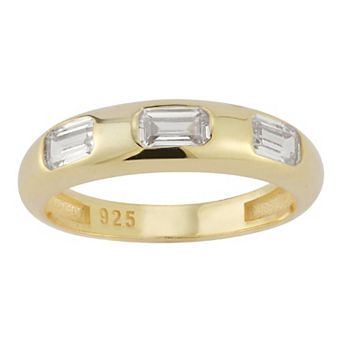 Sunkissed Sterling Cubic Zirconia 3-Stone Ring