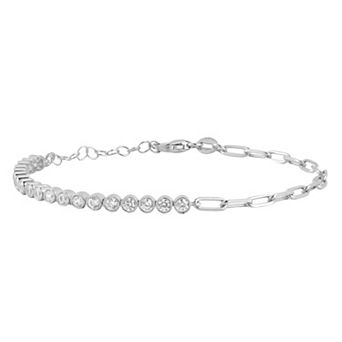 Sunkissed Sterling 14k Gold Over Silver Cubic Zirconia Paperclip Bracelet