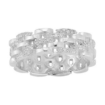 Sunkissed Sterling Cubic Zirconia Chain Link Ring
