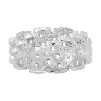 Sunkissed Sterling Cubic Zirconia Chain Link Ring
