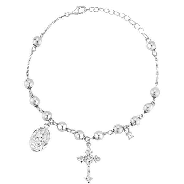 Sunkissed Sterling 14k Gold Over Silver Cubic Zirconia Rosary Bracelet