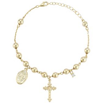 Sunkissed Sterling 14k Gold Over Silver Cubic Zirconia Rosary Bracelet