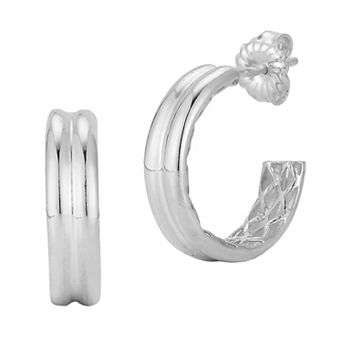 Sunkissed Sterling 14k Gold Over Silver Double Row Hoop Earrings