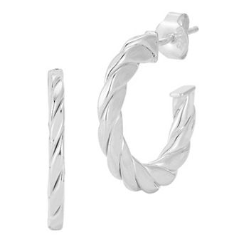 Sunkissed Sterling 14k Gold Over Silver Small Flat Twist Hoop Earrings