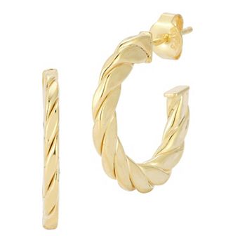 Sunkissed Sterling 14k Gold Over Silver Small Flat Twist Hoop Earrings