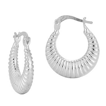 Sunkissed Sterling 14k Gold Over Silver Textured Hoop Earrings