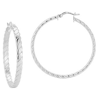 Sunkissed Sterling 14k Gold Over Silver Large Flat Twist Hoop Earrings