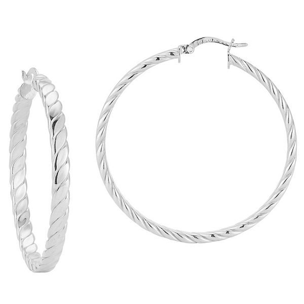 Sunkissed Sterling 14k Gold Over Silver Large Flat Twist Hoop Earrings