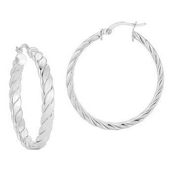 Sunkissed Sterling 14k Gold Over Silver Medium Flat Twist Hoop Earrings