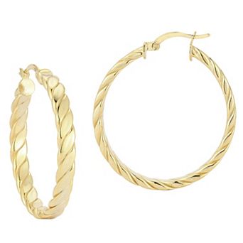 Sunkissed Sterling 14k Gold Over Silver Medium Flat Twist Hoop Earrings