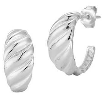 Sunkissed Sterling 14k Gold Over Silver Croissant Huggie Earrings