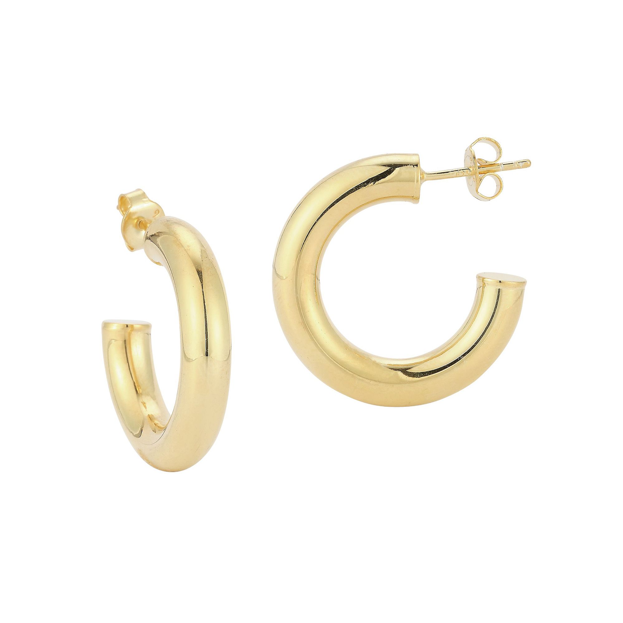 Sunkissed Sterling 5 mm Tube Hoop Earrings, Womens, Yellow Gold Tone