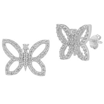 Sunkissed Sterling 14k Gold Over Silver Cubic Zirconia Butterfly Stud Earrings