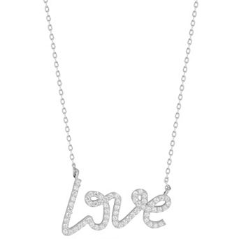 Sunkissed Sterling 14k Gold Over Silver Cubic Zirconia Love Script Necklace