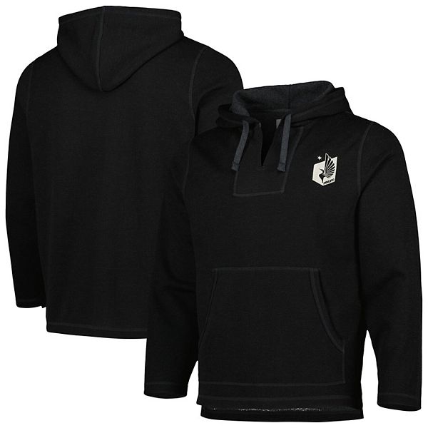 Men's Black Minnesota United FC Baja Fleece VNeck Pullover Hoodie