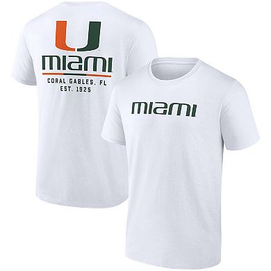 Men's Fanatics Branded White Miami Hurricanes Game Day 2-Hit T-Shirt