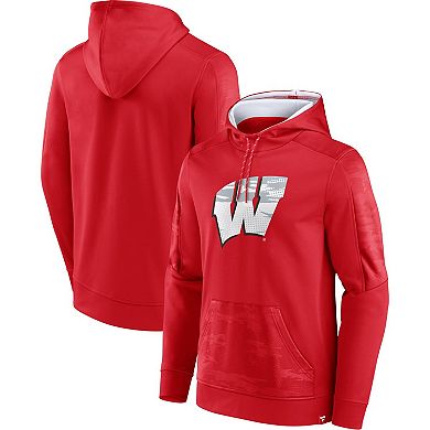 Men's Fanatics Branded Red Wisconsin Badgers On The Ball Pullover Hoodie