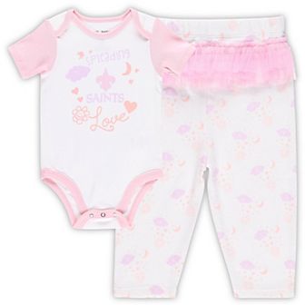 Girls Newborn & Infant White New Orleans Saints Spreading Love Bodysuit and Tutu Leggings Set