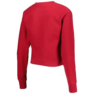 Women's League Collegiate Wear Scarlet Nebraska Huskers Classic Corded Timber Crop Pullover Sweatshirt