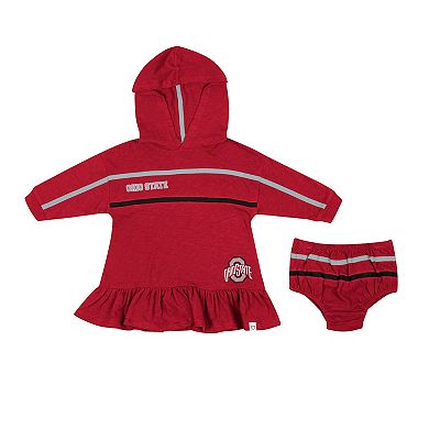 Girls Infant Colosseum Scarlet Ohio State Buckeyes Winifred Hoodie Dress & Bloomer Set