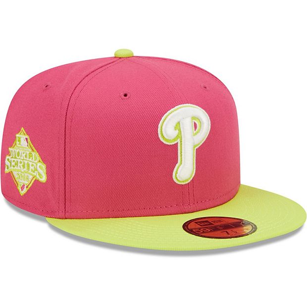 Men's New Era Pink Philadelphia Phillies 2008 World Series Champions  Beetroot Cyber 59FIFTY Fitted Hat