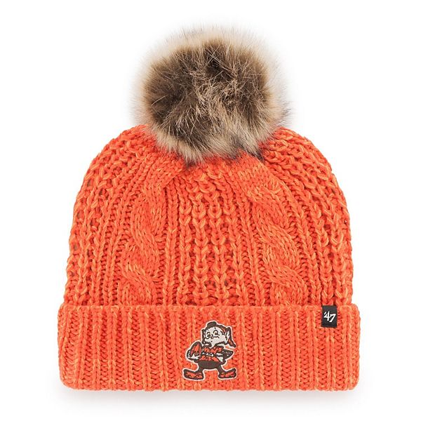 Women's '47 Brown Cleveland Browns Meeko Historic Logo Cuffed Knit Hat with  Pom