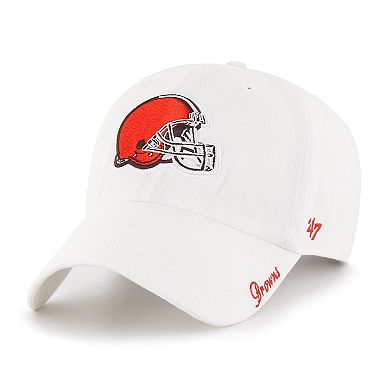 Women's '47 White Cleveland Browns Miata Logo Clean Up Adjustable Hat