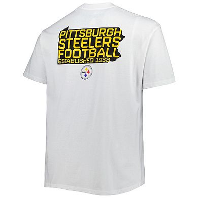 Men's Fanatics Branded White Pittsburgh Steelers Big & Tall Hometown Collection Hot Shot T-Shirt