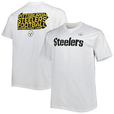 Men's Fanatics Branded White Pittsburgh Steelers Big & Tall Hometown Collection Hot Shot T-Shirt