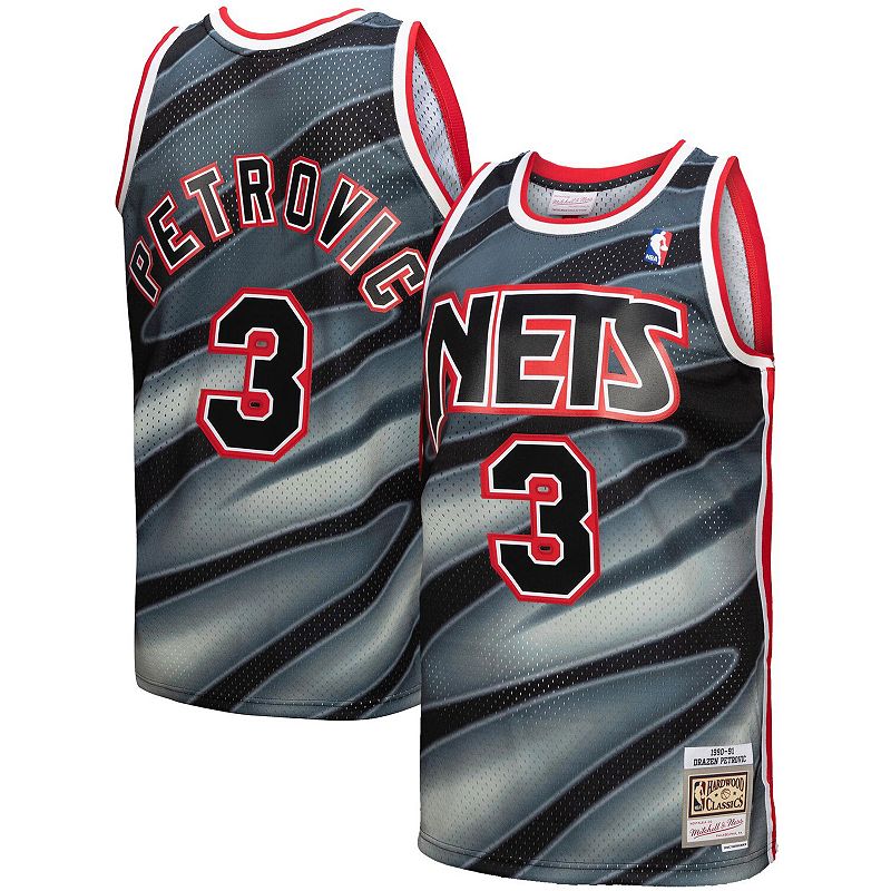Mens Mitchell & Ness Drazen Petrovic Black New Jersey Nets 1990-91 Hardwoo