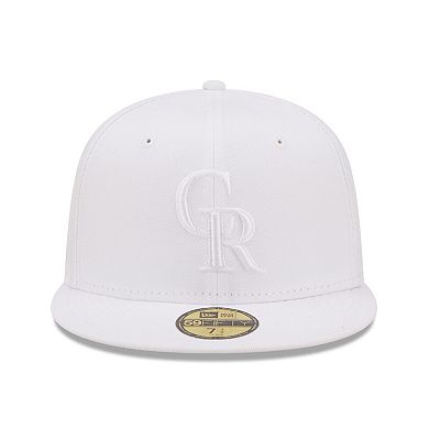 Men's New Era Colorado Rockies White on White 59FIFTY Fitted Hat