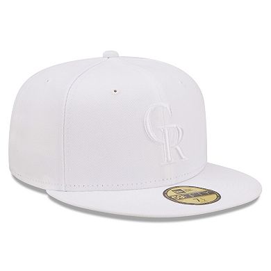Men's New Era Colorado Rockies White on White 59FIFTY Fitted Hat