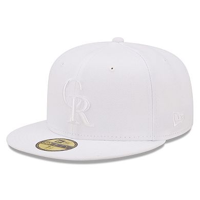 Men's New Era Colorado Rockies White on White 59FIFTY Fitted Hat