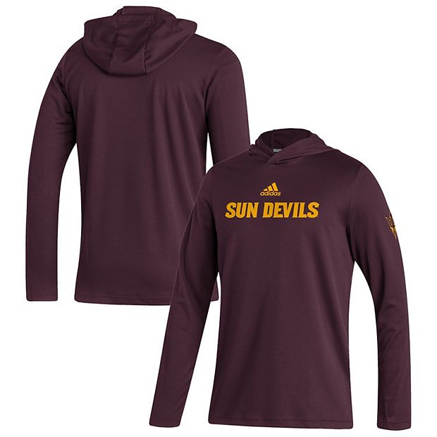 Men s adidas Maroon Arizona State Sun Devils Stadium Wordmark HEAT.RDY Long Sleeve Hoodie T Shirt