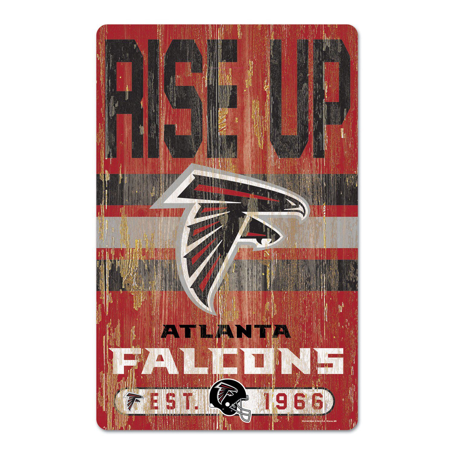 NFL Atlanta Falcons Round Distressed Established Wood Sign 