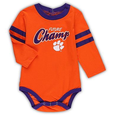 Infant Orange/Purple Clemson Tigers Little Kicker Long Sleeve Bodysuit and Sweatpants Set