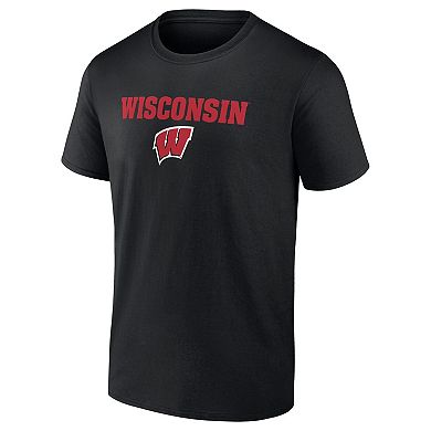 Men's Fanatics Branded Black Wisconsin Badgers Game Day 2-Hit T-Shirt