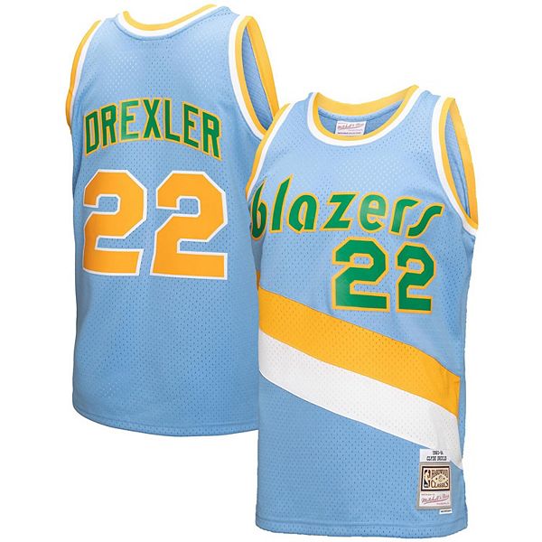 HolySport Portland Trail Blazers Clyde Drexler Gold Mitchell & Ness Basketball Jersey - NBA 75th Anniversary Hardwood Classics - Size M 