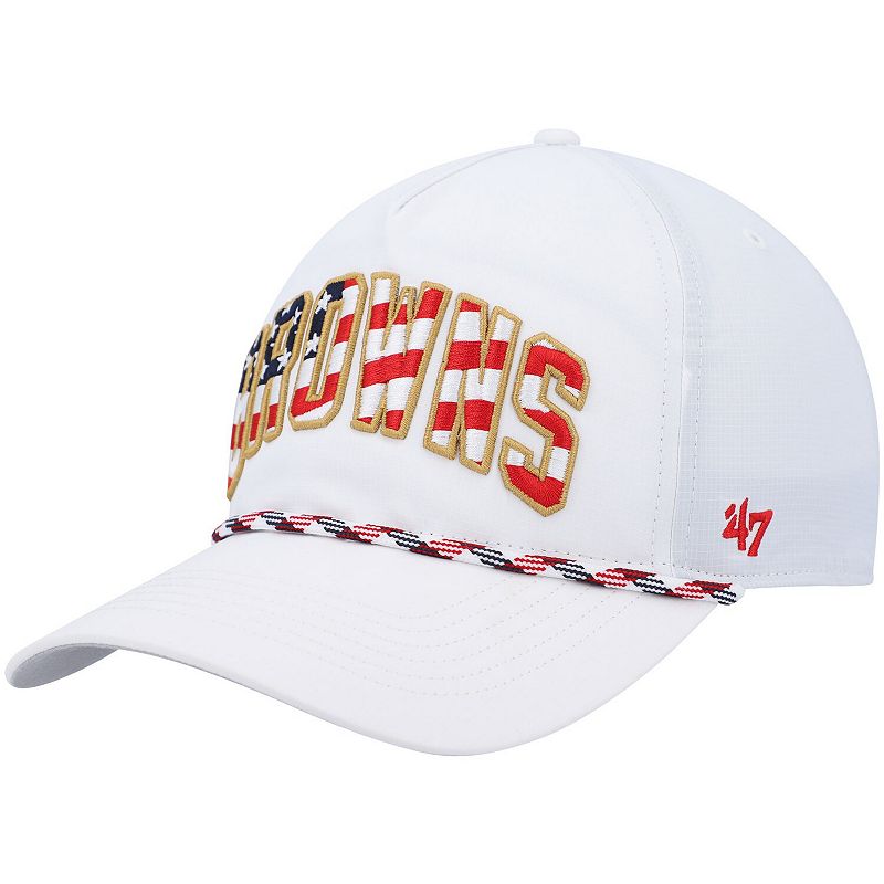 Mens 47 White Cleveland Browns Hitch Stars and Stripes Trucker Adjustable
