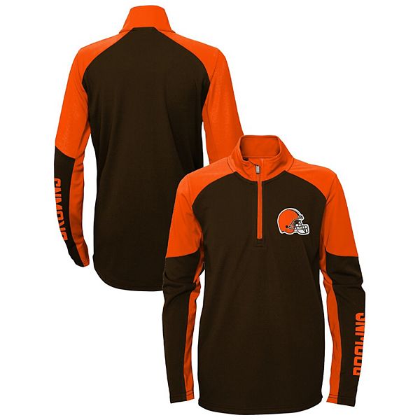 Youth Brown/Orange Cleveland Browns Audible Quarter-Zip Jacket