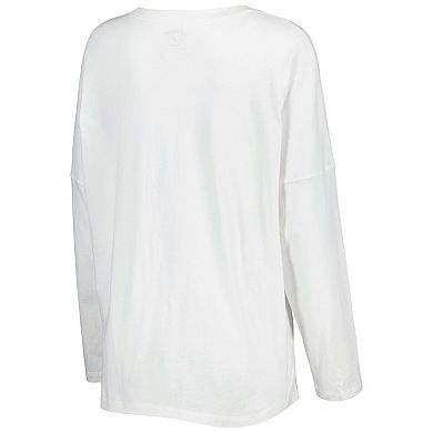 Women's League Collegiate Wear White Texas Longhorns Clothesline Oversized Long Sleeve T-Shirt