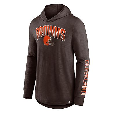 Men's Fanatics Branded Brown Cleveland Browns Front Runner Long Sleeve Hooded T-Shirt