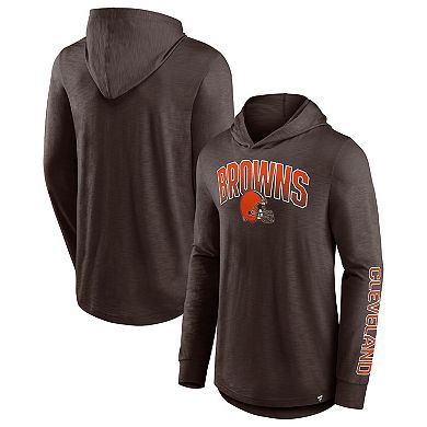 Men's Fanatics Branded Brown Cleveland Browns Front Runner Long Sleeve Hooded T-Shirt