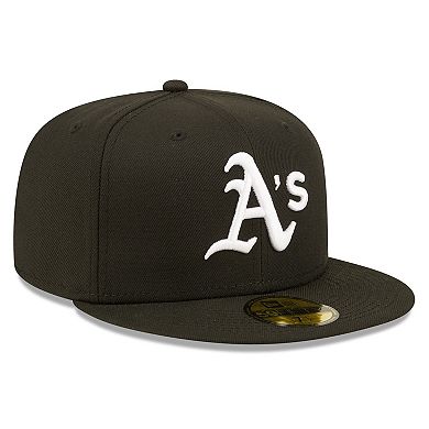 Men's New Era Black Oakland Athletics Team Logo 59FIFTY Fitted Hat