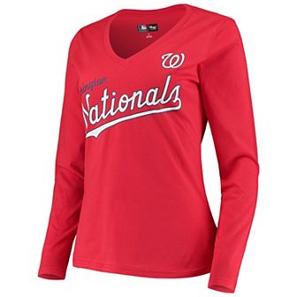 Women's G-III 4Her by Carl Banks Red Washington Nationals Post Season Long Sleeve T-Shirt