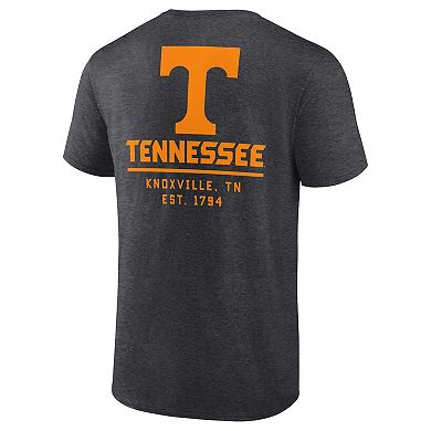 Men's Fanatics Branded Heathered Charcoal Tennessee Volunteers Game Day 2-Hit T-Shirt