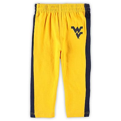 Newborn & Infant Navy/Gold West Virginia Mountaineers Little Kicker Long Sleeve Bodysuit & Sweatpants Set
