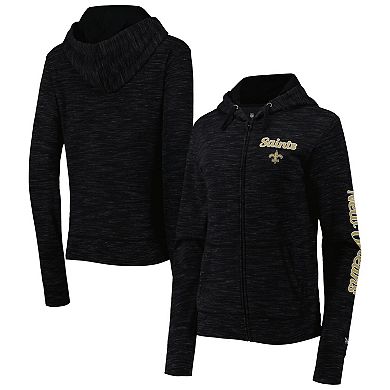 Women's New Era Black New Orleans Saints Reverse Full-Zip Hoodie